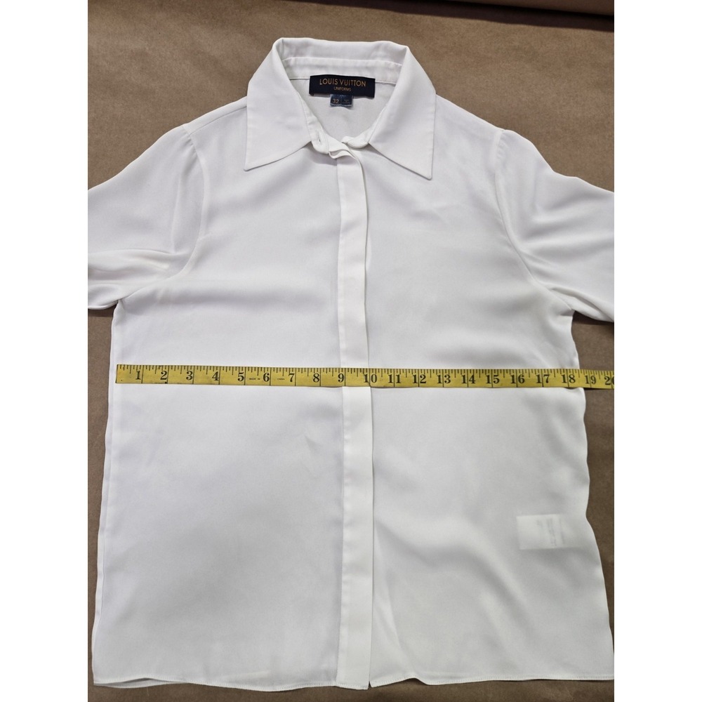 Louis Vuitton Uniform Women's Pleated L/S Button Down Blouse Ivory Size 32 - Picture 9 of 16
